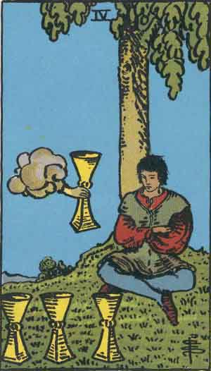 Four of Cups tarot card from the Path of Light deck
