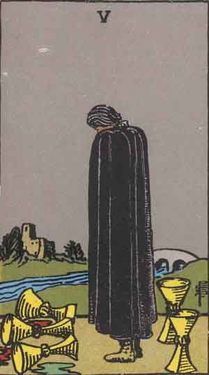 Five of Cups tarot card from the Path of Light deck