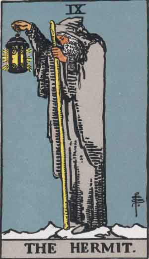 The Hermit tarot card from the Path of Light deck