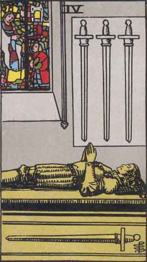 Four of Swords tarot card from the Path of Light deck