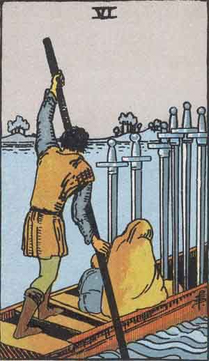 Six of Swords tarot card from the Path of Light deck