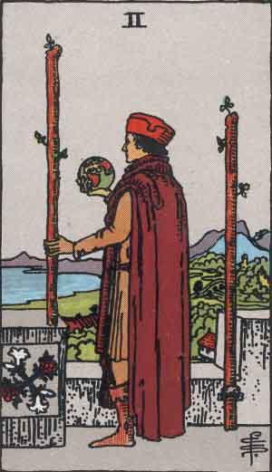 Two of Wands tarot card from the Path of Light deck