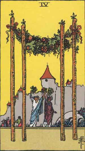 Four of Wands tarot card from the Path of Light deck