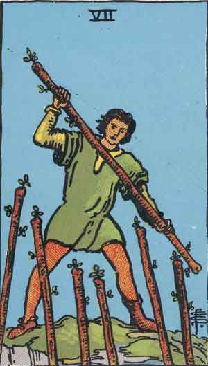 Seven of Wands tarot card from the Path of Light deck