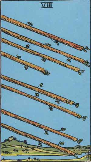 Eight of Wands tarot card from the Path of Light deck