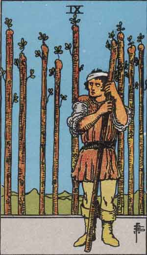 Nine of Wands tarot card from the Path of Light deck